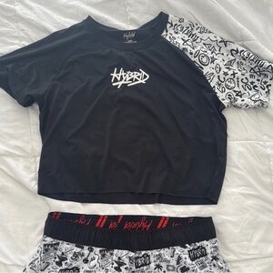 Hybrid Performance Method Black Graphic Top and Shorts